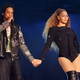 Jay-Z and Beyonce Knowles perform on stage during the ‘On the Run II’ tour opener at Principality Stadium on June 6, 2018 in Cardiff, Wales.
